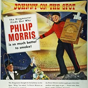PHILIP MORRIS CIGARETTE AD. An advertisement for Philip Morris cigarettes that appeared in an American magazine, 1947