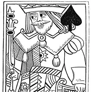PLAYING CARD, 16th CENTURY. The King of Spades. French playing card, 16th century