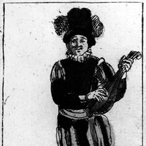 PLAYING CARD, 1780. German playing card of 1780 featuring a Figaro from Beaumarchais The Barber of Seville