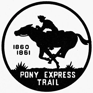 PONY EXPRESS TRAIL. Logo for the Pony Express mail transport trail linking Missouri