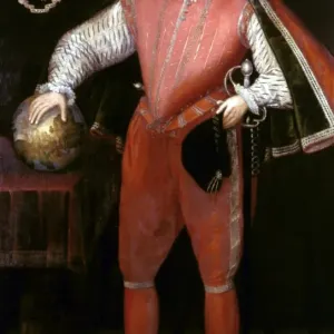 Print of Sir Francis Drake, an English admiral in oil on panel Print of Sir Francis Drake, an English admiral in oil on panel