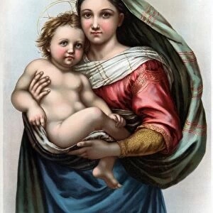 RAPHAEL: MADONNA. Raphaels Madonna. Lithograph produced by soap company B.T