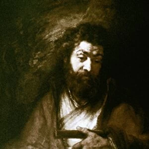 REMBRANDT: ST SIMON. Saint Simon the Apostle. Oil by Rembrandt van Rijn