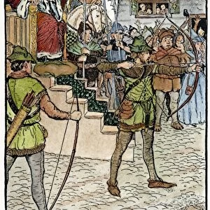 ROBIN HOOD, 1914. Robin Hood competing at Prince Johns archery tournament
