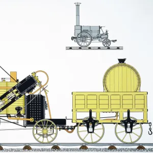 Schematic view of George Stephensons locomotive The Rocket of 1829