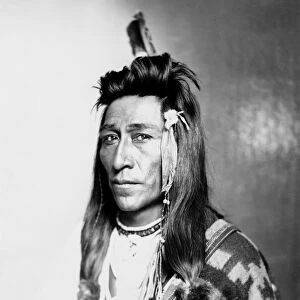 SHOSHONE NATIVE AMERICAN. A Shoshone Native American man, identified as Measaw. Photographed c1899