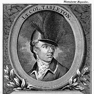 SIR BANASTRE TARLETON (1754-1833). English soldier. Copper engraving, English, 1782, with inset of Tarleton and his Legion