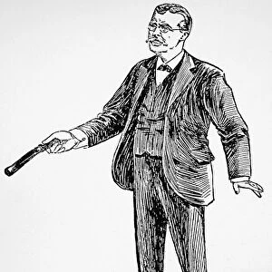 Theodore Roosevelt laying down the law when he was Police Commissioner of New York City. American cartoon, 1895