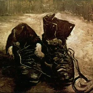 VAN GOGH: BOOTS, 1886. Boots with Laces. Oil on canvas, Paris, by Vincent Van Gogh