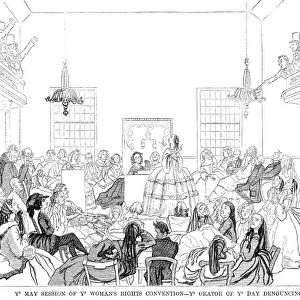 WOMENs RIGHTS CARTOON. Cartoon from an American newspaper of 1859