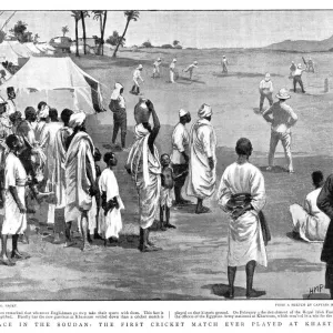 Print of the first cricket match in Khartoum, Sudan, 1899 Print of the first cricket match in Khartoum, Sudan, 1899