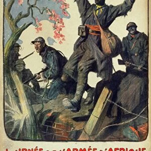 WORLD WAR I: FRENCH POSTER. Lithograph poster by Lucien Jonas, 1917, depicting African