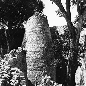 ZIMBABWE: RUINS. A conical tower at the ruins of Great Zimbabwe in Zimbabwe. Photograph