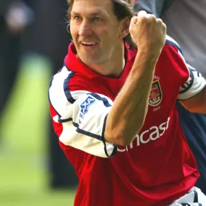 Arsenal captain Tony Adams celerbates after the match. Arsenal 2: 0 Chelsea