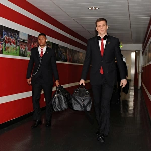 Arsenal Football Club: Serge Gnabry and Wojciech Szczesny Approaching Emirates Stadium for Arsenal v Marseille, UEFA Champions League (2013)