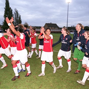 Arsenal Ladies celebrate at the end of the match