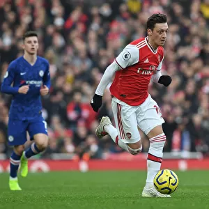 Arsenal vs. Chelsea: Mesut Ozil in Action during the 2019-20 Premier League Clash at Emirates Stadium