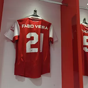 Arsenal vs Juventus: Fabio Vieira's Shirt in Arsenal Changing Room (2022-23)