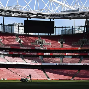 Arsenal vs. Wolverhampton Wanderers: Pre-Match Pitch Preparations at Emirates Stadium (2022-23)