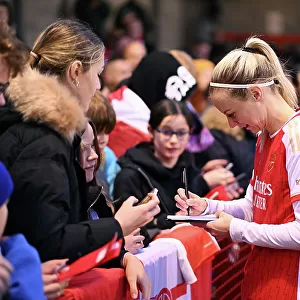 Arsenal Women's Team Celebrates Victory at Brighton & Hove Albion: Amanda Ilestedt Signs Autographs