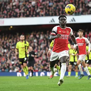 Arsenal's Bukayo Saka in Action against Burnley in the Premier League, 2023-24