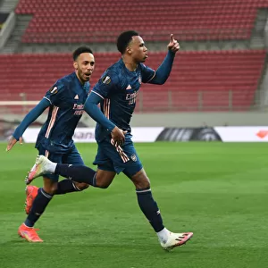 Arsenal's Gabriel and Aubameyang Celebrate Goals in Empty Europa League Match vs. Olympiacos