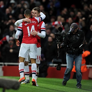 Arsenal's Walcott and Ramsey: Celebrating a Goal Against Liverpool (2012-13)