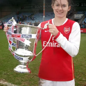 Karen Carney (Arsenal) with the League Cup Trophy