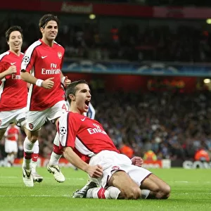 Robin van Persie celebrates scoring the 3rd Arsenal