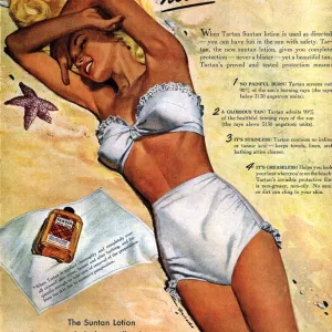 1940s USA tartan suntans sunbathing lotions swim suits swimwear swimming costumes