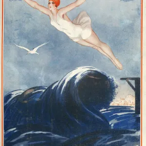 La vie Parisienne 1923 1920s France Vald es magazines illustrations womens swimming