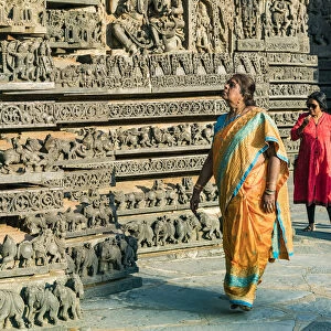 Carvings at the Hoysaleswara Temple at Halebid in Karnataka, India