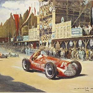 Alfa Romeo car during car racing, poster