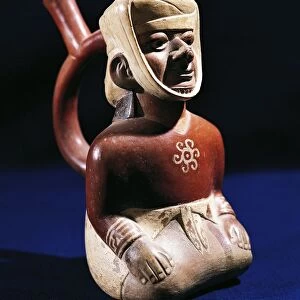Anthropomorphic vase in shape of a woman wearing dominant class costume, Peru, Moche culture