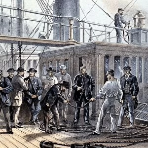 The Atlantic Telegraph: On deck of SS Great Eastern searching cable for