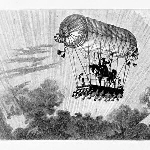 Ballooning fantasy: Idea for balloon carrying a mounted horseman. From Histoire