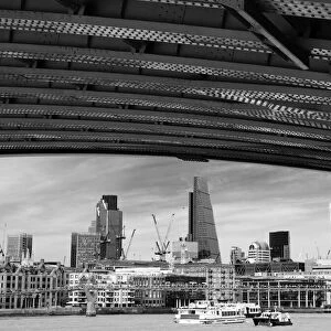 City of London skyscrapers viewed from under Blackfriars Bridge