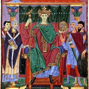 Coronation of Otto III, German king, c998. Otto (980-1002), wearing a crown and holding an orb