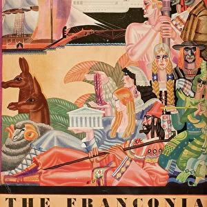 Cunard Line promotional brochure for the "Franconia"1931 world cruise. Back cover