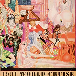 Cunard Line promotional brochure for the "Franconia"1931 world cruise. Front cover