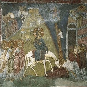 Cyprus, Troodos Mountains, mural in Byzantine Church of Ayios Nikolaos tis Steyis