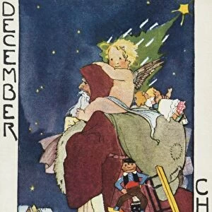 December: Christmas Postcard by Rie Cramer. ca. 1907-1930, December: Christmas Postcard by Rie Cramer