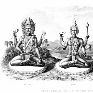 Engraving of Brahma, Vishnu and Shiva