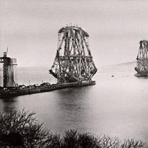 Forth Railway Bridge from the South-East, c1890, Scotland. Completing the first bay