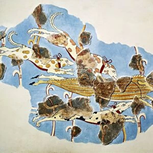 Fresco depicting hunting scene, from Tiryns, Greece