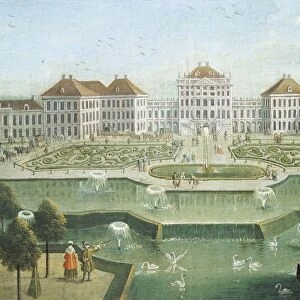 Germany, Munich, Nymphenburg Castle (Schloss Nymphenburg) with its fountains and water games by Joseph Stephan, 1761