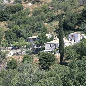 Greece, Corfu, traditional houses built on hill