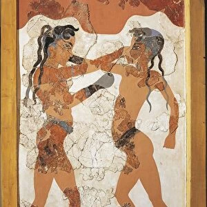 Greek civilization, fresco depicting young boxers, from Akrotiri, Thera Island, Santorini, Greece