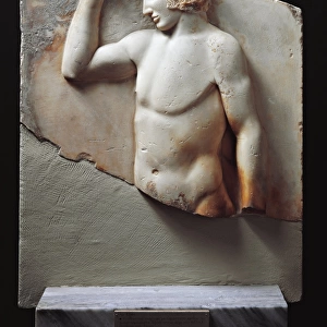 Greek civilization, relief depicting young athlete crowning himself, from Cape Sounion, Greece
