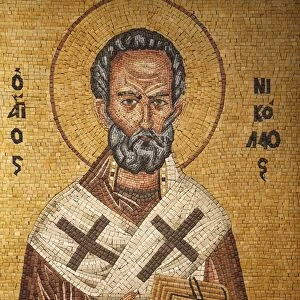 Greek orthodox icon depicting Saint Nicholas in St Georges orthodox church